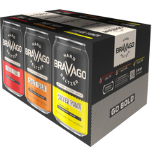 Load image into Gallery viewer, Bravago hard seltzer 6-pack box back side