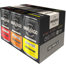 Load image into Gallery viewer, Bravago hard seltzer 6-pack box back side
